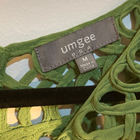 Umgee Green Blouse with Cut-Out Neckline - Picture 2 of 6